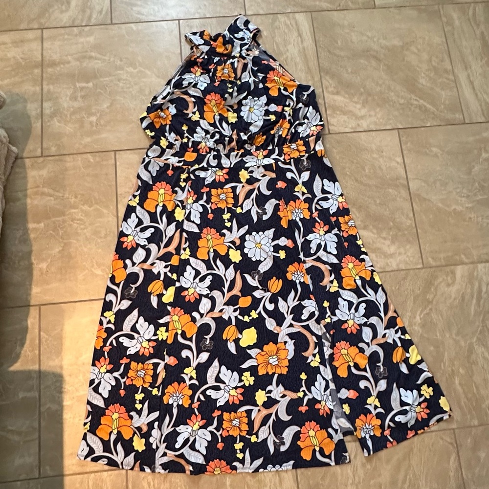 Lane Bryant plus size Women’s 26/28 4X Floral Dress in Navy and Orange